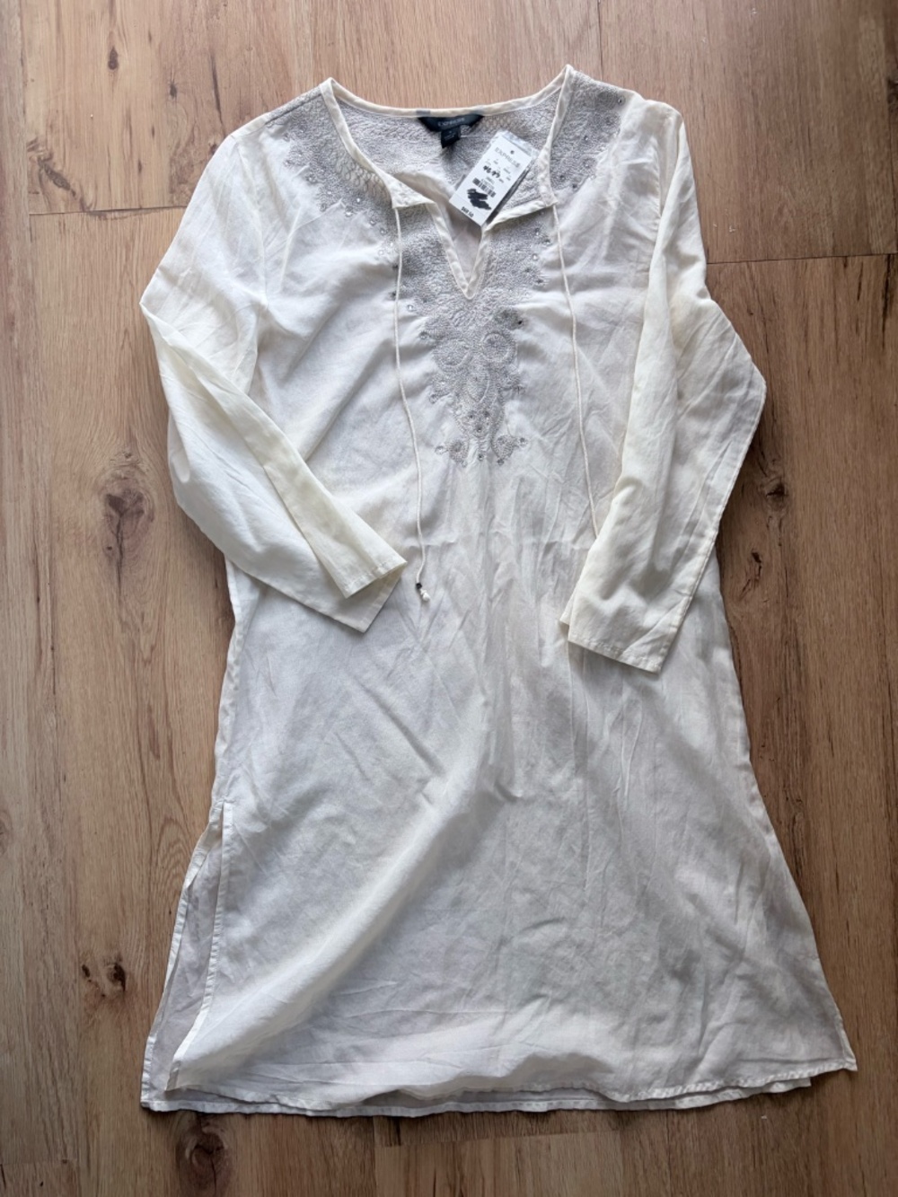 Embroidered sheer dress or swimwear cover from Express